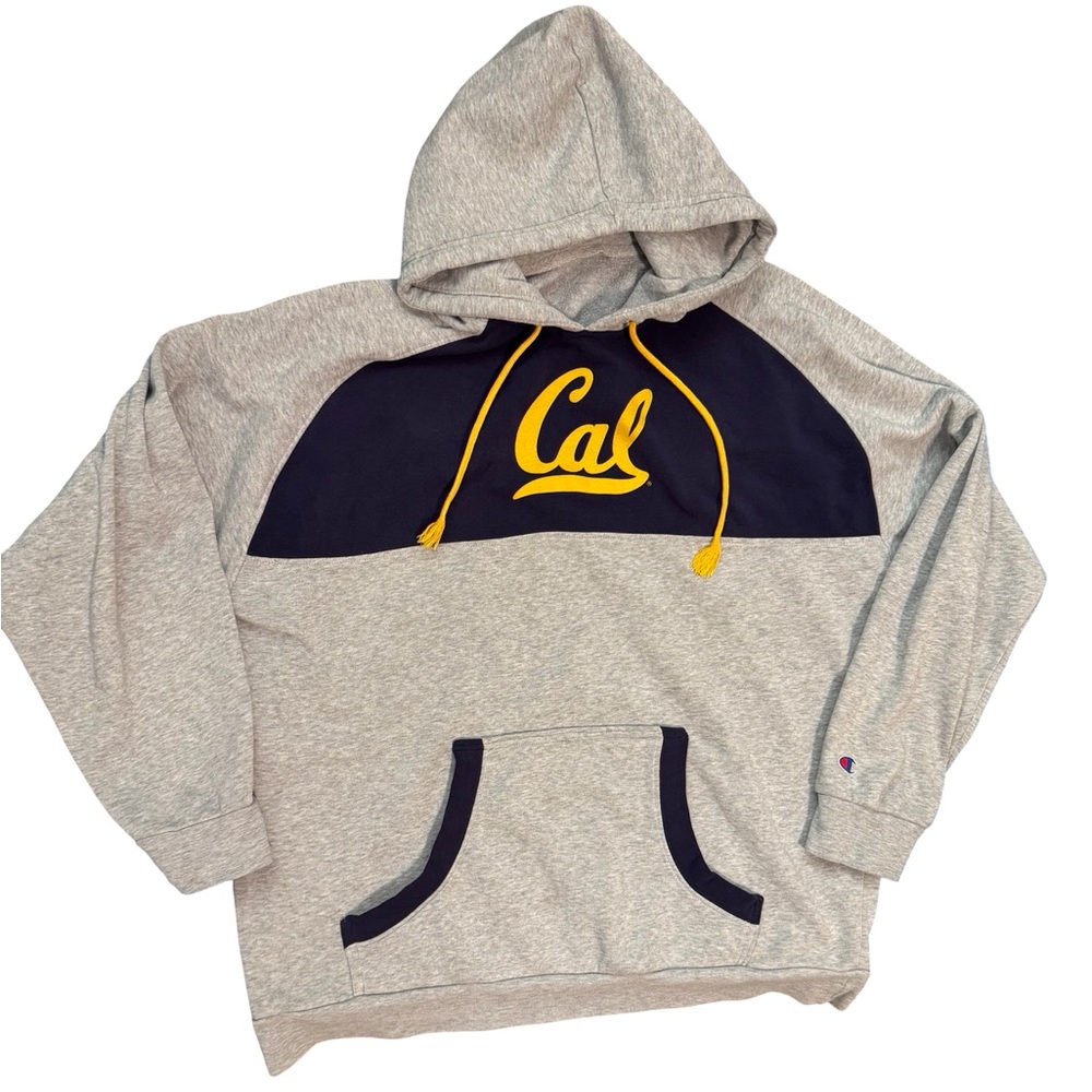 Vintage Champion Cal Berkeley Bears Hoodie Gray Navy Yellow Men’s XL Pullover